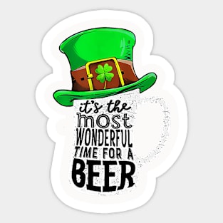 It_s The Most Wonderful Time For A Beer Hat St Patrick_s Day Sticker